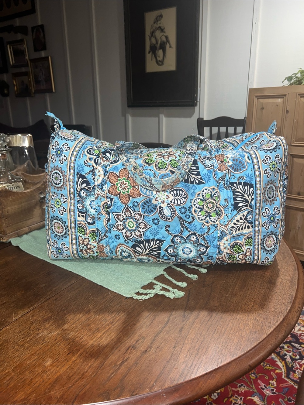 Vera Bradley Large Duffel in Retired Bali Blue Pattern